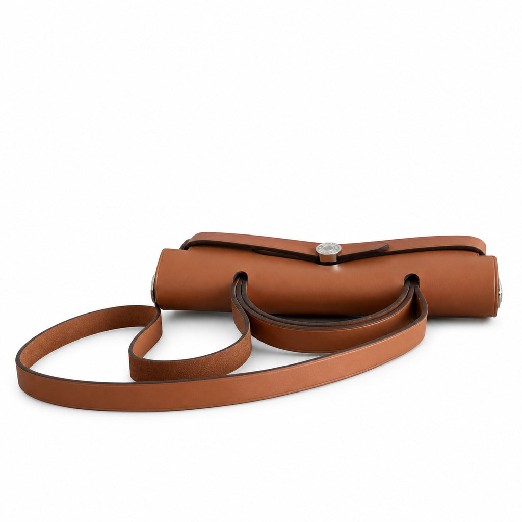 Structured Leather-Trimmed Canvas Carryall: Herbag 31cm Saddle-Inspired Canvas Body with Leather Handle and Shoulder Strap