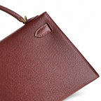handmade Mini Kelly II 19cm imported Epsom Leather Hermès Red Gold Buckle — Elegant Compact Carry Style