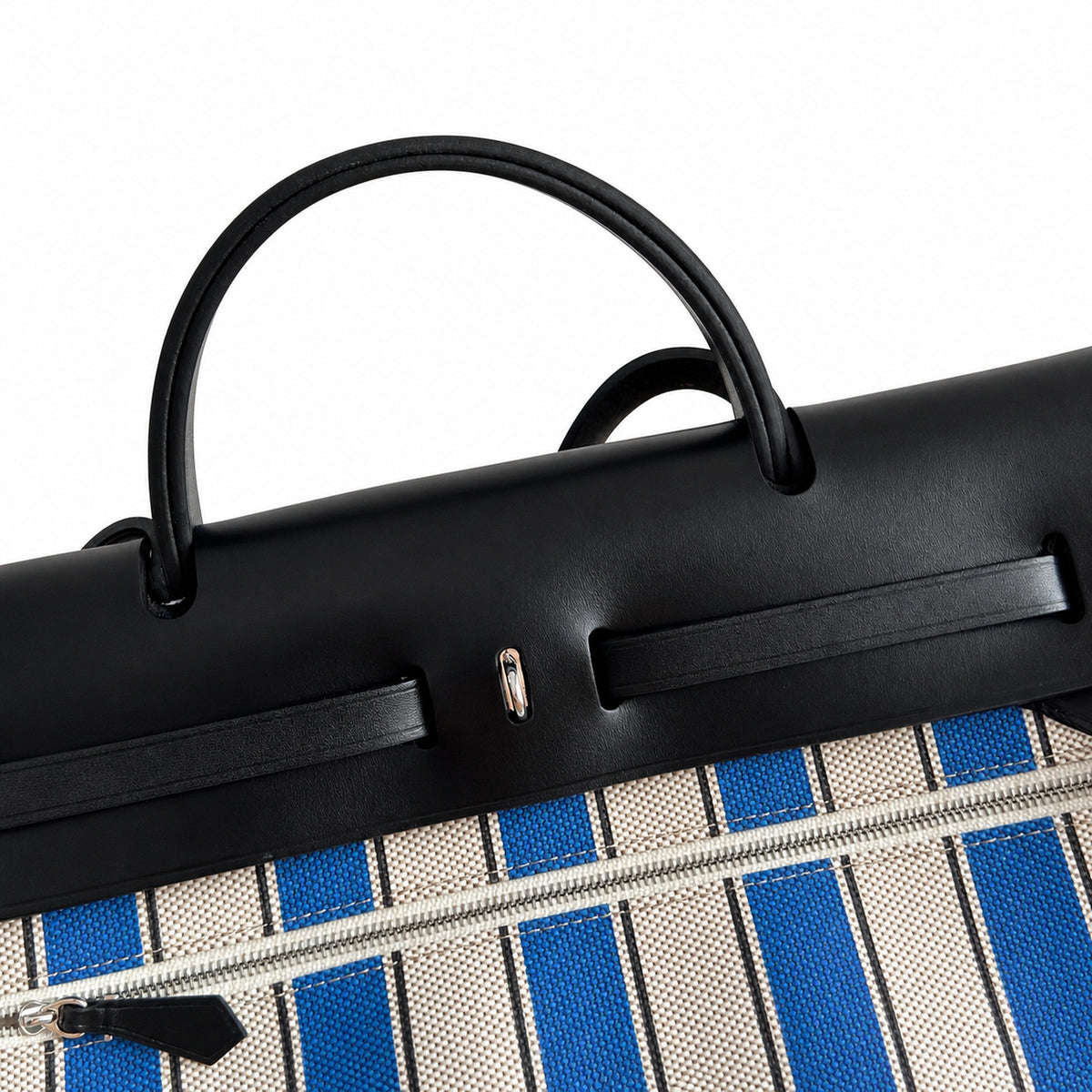 Elegant Canvas-and-Leather Bag: Herbag 31cm Saddle-Inspired Canvas Body with Leather Handle and Shoulder Strap