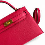 handmade Mini Kelly II 19cm imported Epsom Leather ultimate Pink Gold Buckle — Sophisticated Small-Scale Bag