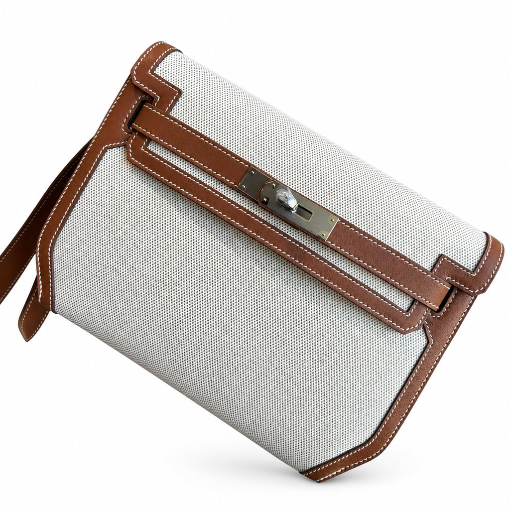 Kelly Depeches 25cm Swift Leather with Shoulder Strap — Versatile Hand-Carry Clutch