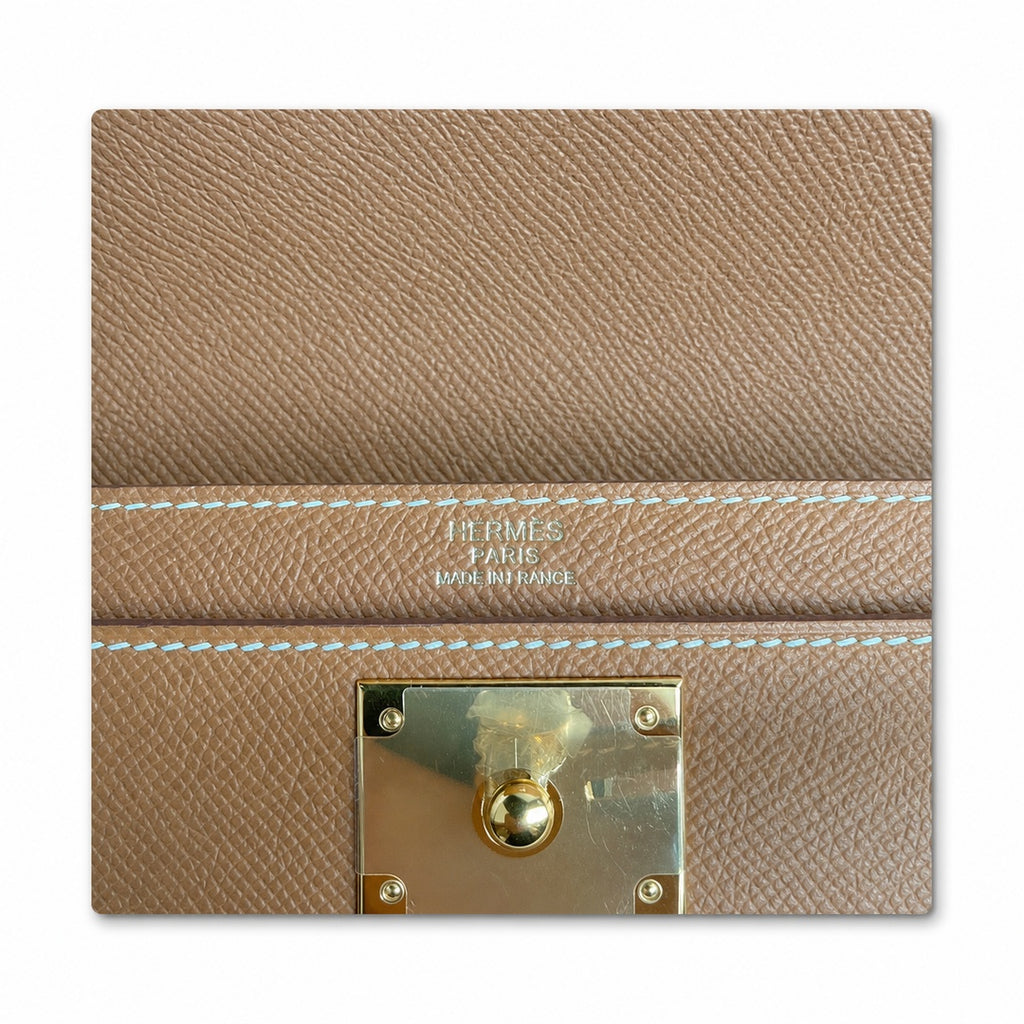 Kelly depeches25 Golden Brown Epsom Gold Buckle handmade men's — Sophisticated Compact Carry