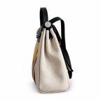 Saddle-Influenced Canvas Hand-Carry Style: Herbag 31cm Saddle-Inspired Canvas Body with Leather Handle and Shoulder Strap