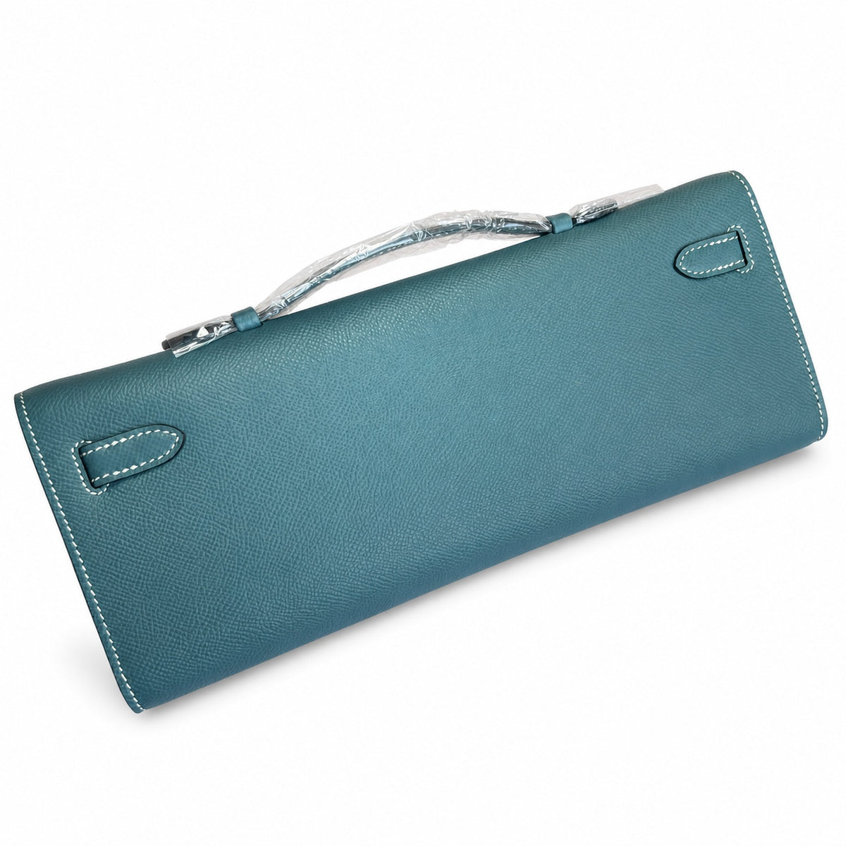 Kelly Cut 31 Clutch Epsom Leather Denim Blue — Polished Compact Clutch