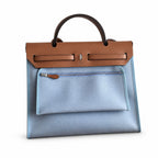Herbag 31cm Saddle-Inspired Canvas Body with Leather Handle and Shoulder Strap — Timeless Saddle-Influenced Bag