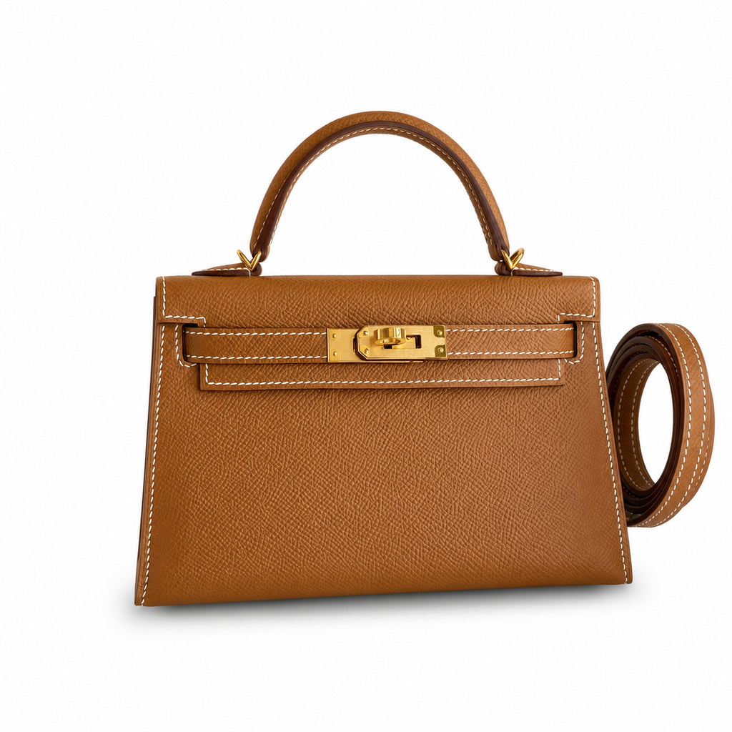 Mini Kelly II 19cm Epsom Leather, Golden Brown, Gold Buckle — Versatile Mini Carry Design