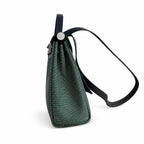 Herbag 31cm Saddle-Inspired Canvas Body with Leather Handle and Shoulder Strap — Elegant Canvas-and-Leather Hand-Carry Bag