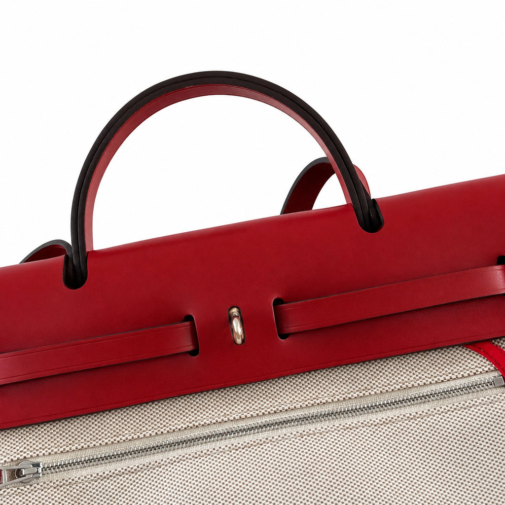 Canvas-and-Leather Shoulder Bag: Herbag 31cm Saddle-Inspired Canvas Body with Leather Handle and Shoulder Strap