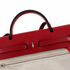Canvas-and-Leather Shoulder Bag: Herbag 31cm Saddle-Inspired Canvas Body with Leather Handle and Shoulder Strap