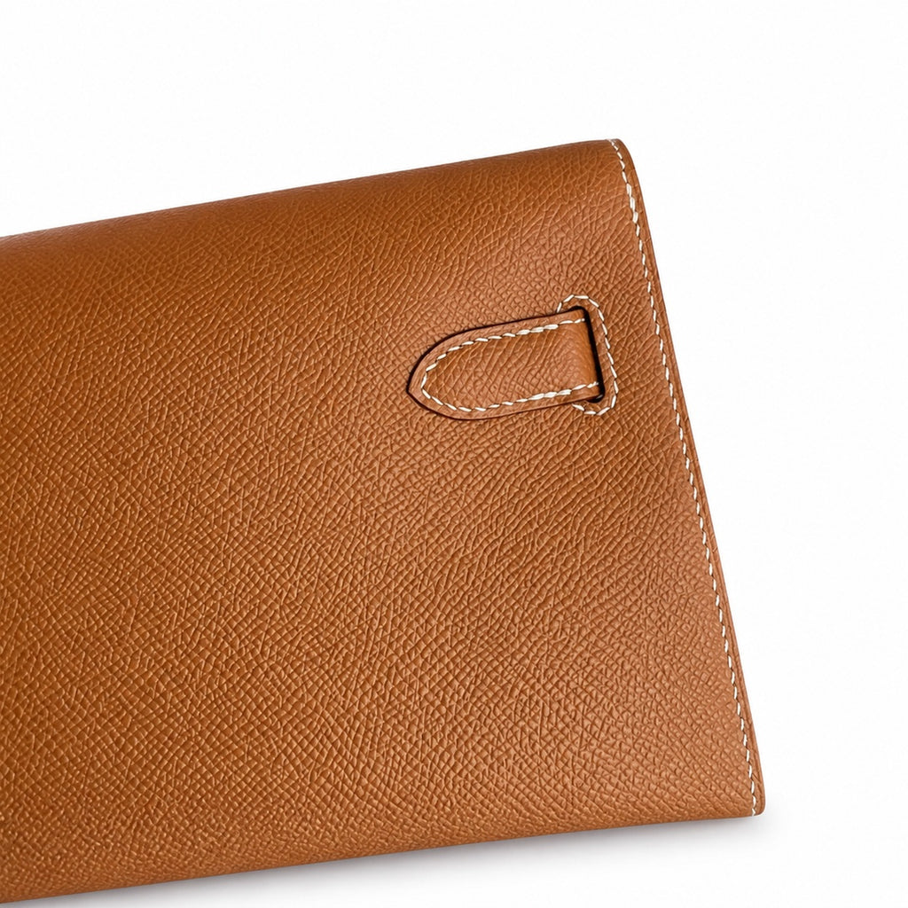 Kelly depeches25 Golden Brown Epsom Gold Buckle handmade men's — Sophisticated Compact Carry