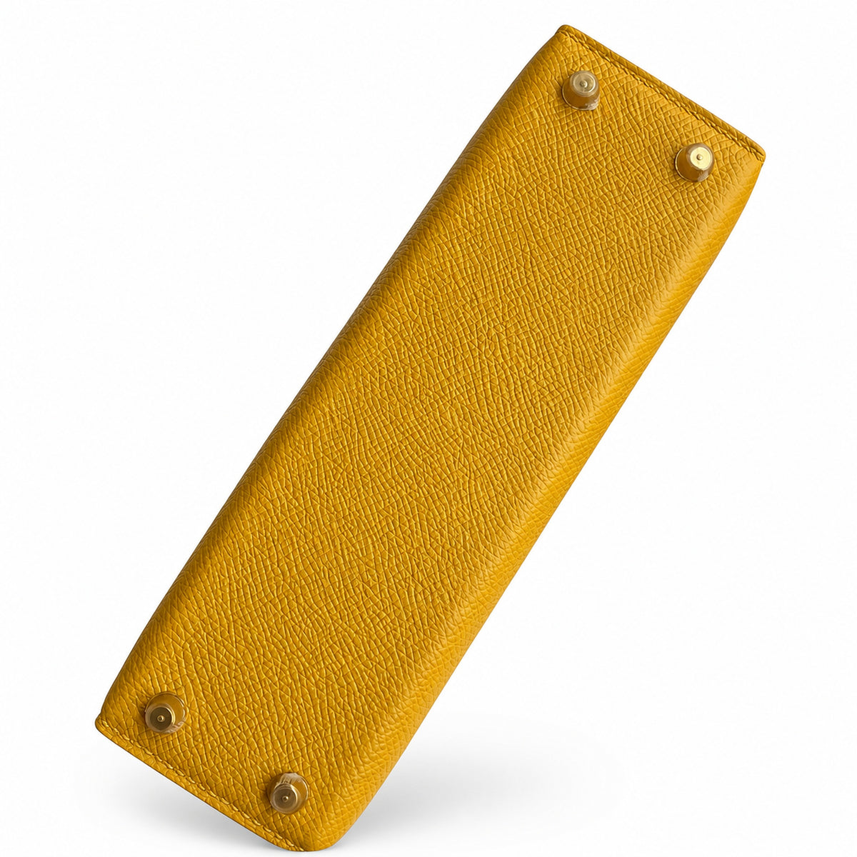 handmade Mini Kelly II 19cm imported Epsom Leather amber yellow Gold Buckle — Distinctive Petite Bag