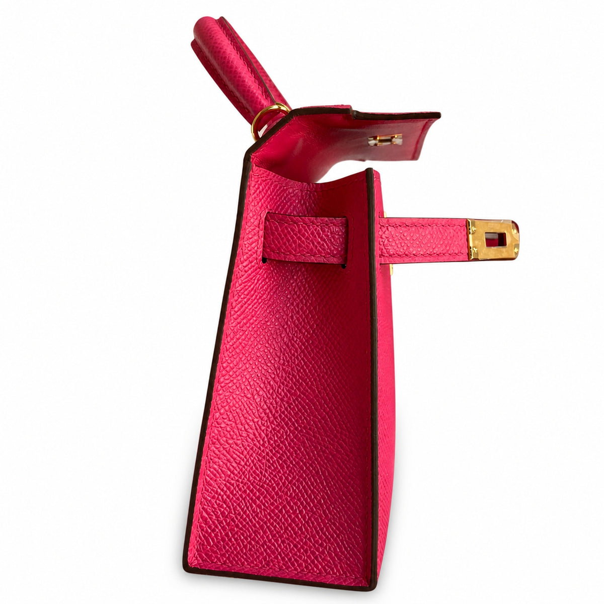 handmade Mini Kelly II 19cm imported Epsom Leather Pink Gold Buckle — Timeless Mini Top-Handle Design