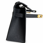 First generation handbag evening bag Kelly 22cm Epsom Leather Black Gold Buckle wax thread — Refined Top-Handle Bag