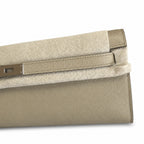 Refined Flat Clutch: Kelly Cut 31 Clutch Epsom Leather Windbreaker Gray