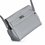 Kelly Messenger messenger bag large size, linen blue Togo Leather, Pre-order Togo calfskin messenger bag. - Flap with swivel hardware - Large — Distinctive Hand-Carry Bag