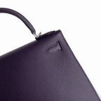 Kelly 28 grape purple Epsom Silver Buckle handmade — Classic Hand-Carry Silhouette