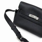 Kelly Messenger messenger bag for men and women, Black Silver Buckle, imported leather, all-steel hand-waxed thread, the highest cost-effectiveness — Versatile Structured Bag