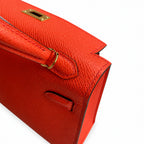 handmade Mini Kelly II 19cm imported Epsom Leather Texas Pink Gold Buckle — Versatile Mini Carry Design