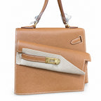 Kelly Desordre 20cm Sellier double-sided Epsom original palm print leather ck37 Golden Brown Gold Gold Buckle GHW top hand sewing — Double-Sided Structured Handbag