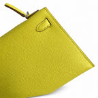 handmade Mini Kelly II 19cm imported Epsom Leather lemon yellow Silver Buckle — Streamlined Mini Handbag