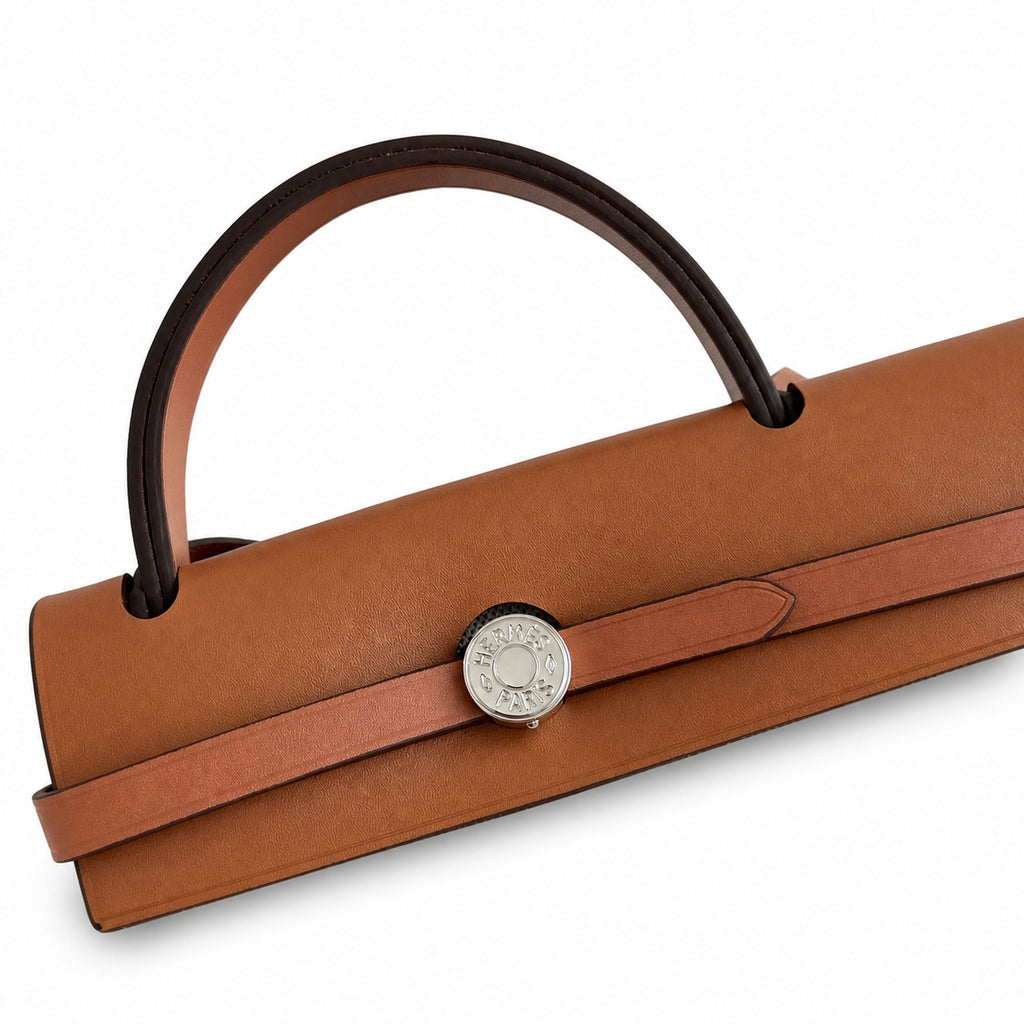 Canvas Shoulder Bag with Leather Accents: Herbag 31cm Saddle-Inspired Canvas Body with Leather Handle and Shoulder Strap