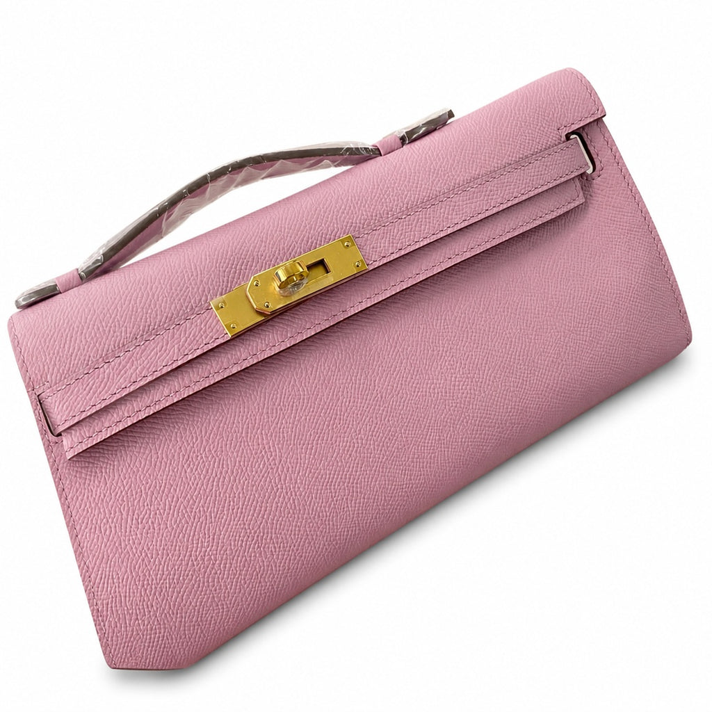 Kelly cut 31 handbag Epsom mallow purple Gold Buckle — Sophisticated Evening Clutch