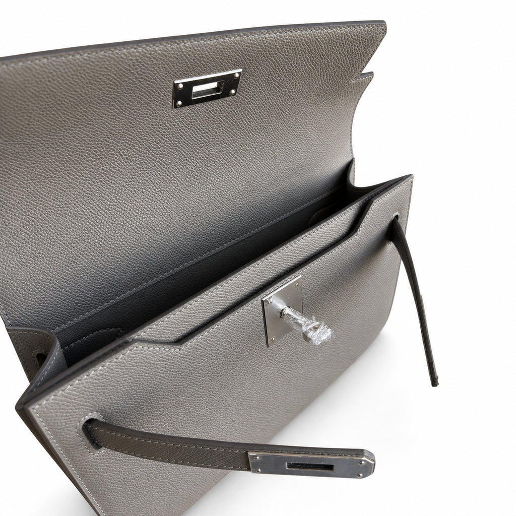 Slim Hand-Carry Design: Kelly Depeches 25cm Epsom Leather with Shoulder Strap
