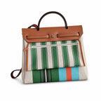 Versatile Leather-Trimmed Canvas Bag: Herbag 31cm Saddle-Inspired Canvas Body with Leather Handle and Shoulder Strap