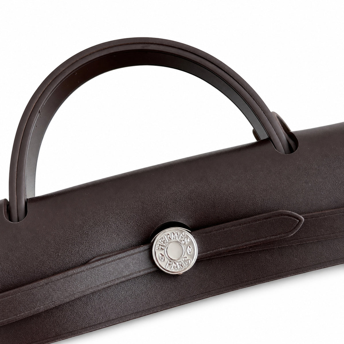 Herbag 31cm Saddle-Inspired Canvas Body with Leather Handle and Shoulder Strap — Leather-Handled Canvas Shoulder Bag