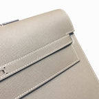 Kelly briefcase 38cm Epsom Leather 18 Etoupe Elephant Gray top handcraft — Polished Hand-Carry Briefcase