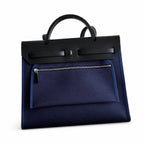Canvas-and-Leather Top-Handle Style: Herbag 31cm Saddle-Inspired Canvas Body with Leather Handle and Shoulder Strap