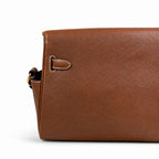 Kelly Messenger messenger bag for men and women, Fubao leather Gold Brown Gold Buckle, imported leather, all-steel hand-waxed thread, the highest — Versatile Structured Bag