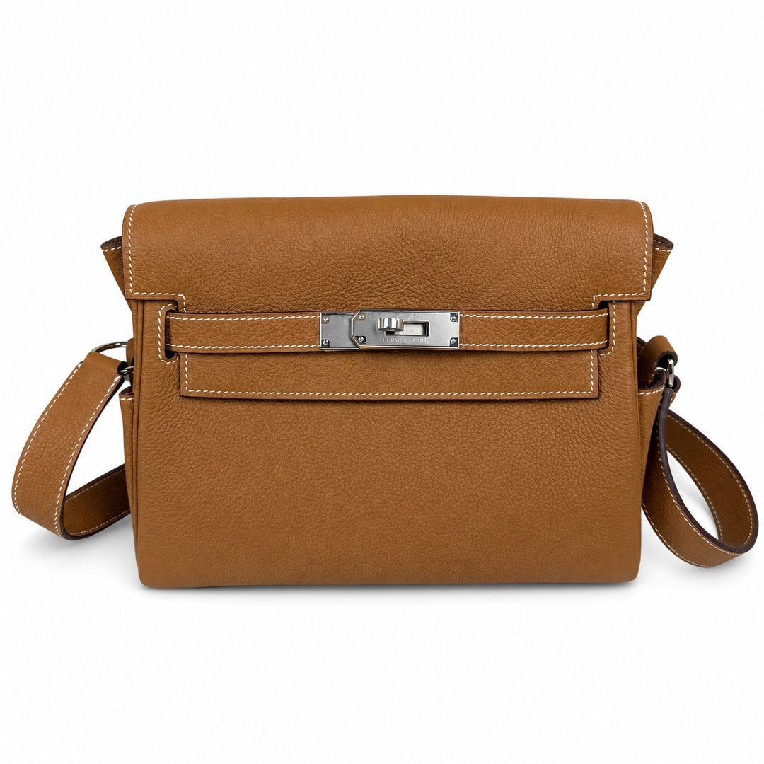 Kelly Messenger messenger bag for men and women, earthy Silver Buckle, imported leather, all-steel hand-waxed thread, the best value for money on — Refined Top-Handle Bag