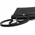 Herbag 31cm Saddle-Inspired Canvas Body with Leather Handle and Shoulder Strap — Elegant Leather-Accented Canvas Bag