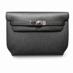 Kelly Depeches clutch, Epsom Leather 89 Noir Black — Refined Shoulder-Strap Clutch
