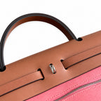 Herbag 31cm Saddle-Inspired Canvas Body with Leather Handle and Shoulder Strap — Refined Leather-Trimmed Shoulder Bag