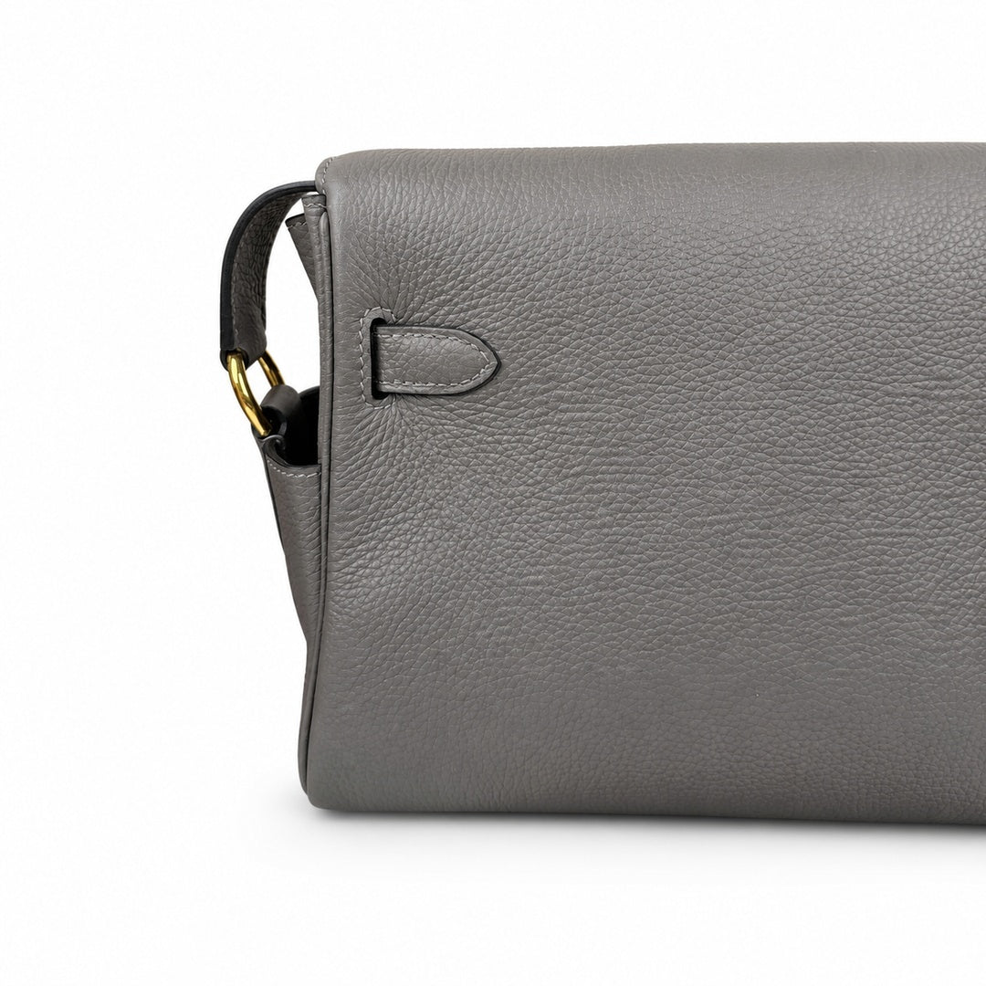 Kelly Messenger messenger bag for men and women, pewter gray Gold Buckle, imported leather, all-steel hand-waxed thread, the highest cost — Timeless Top-Handle Design