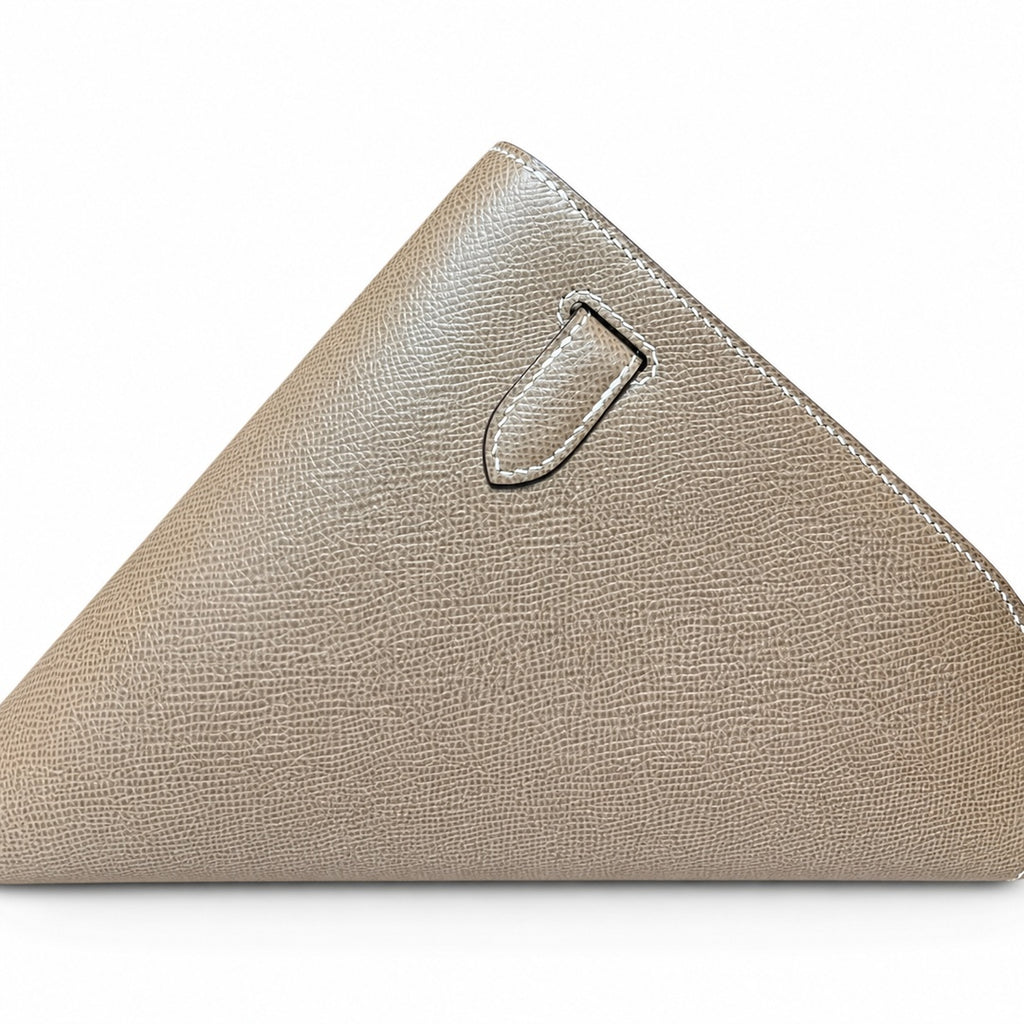 Kelly Depeches 25cm Epsom Leather 18 Etoupe Elephant Gray top handcraft — Refined Shoulder-Strap Clutch
