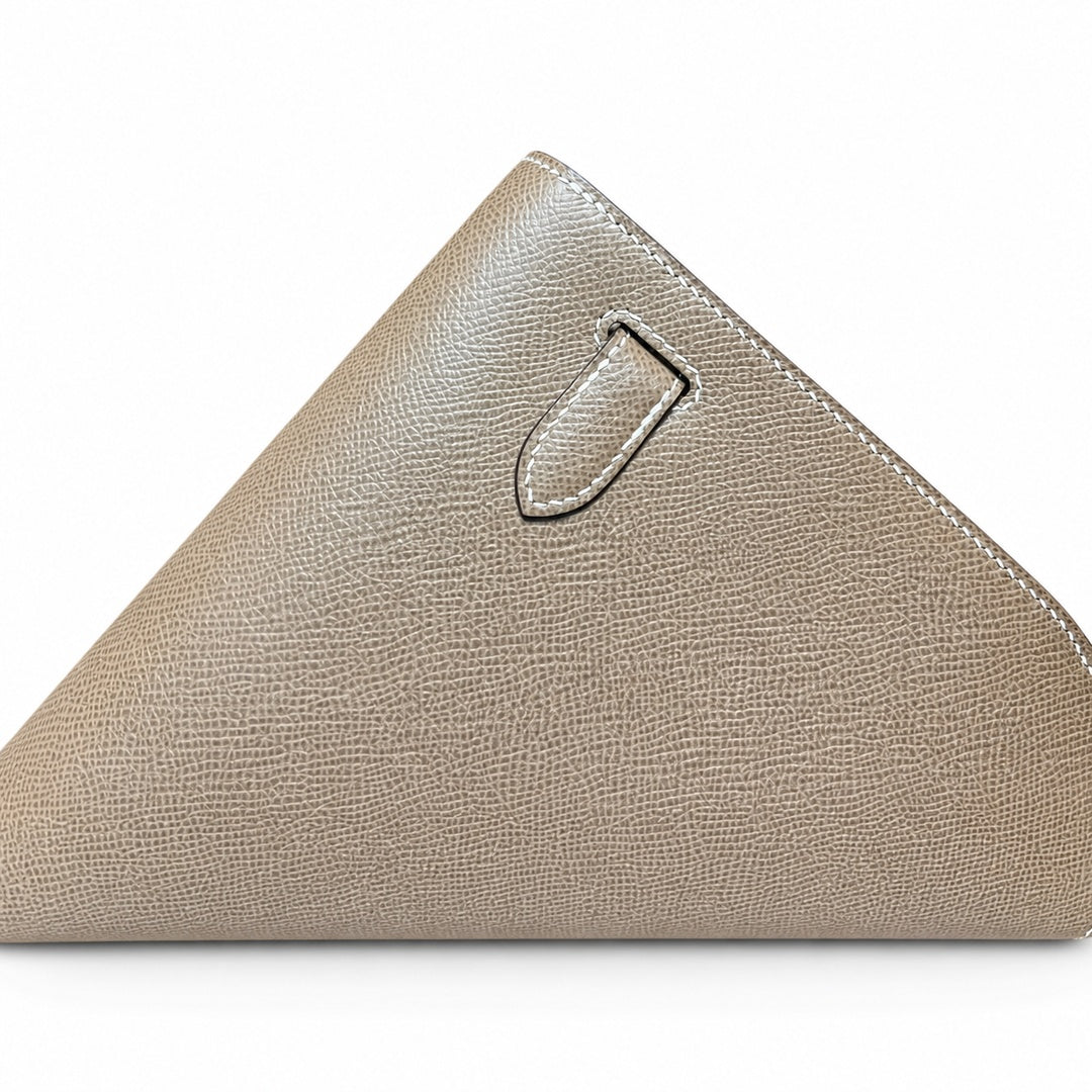 Kelly Depeches 25cm Epsom Leather 18 Etoupe Elephant Gray top handcraft — Refined Shoulder-Strap Clutch