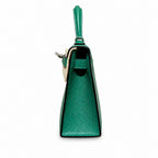 Mini Kelly II 19cm in Vert Verigo Epsom Leather with Silver Buckle — Distinctive Petite Bag
