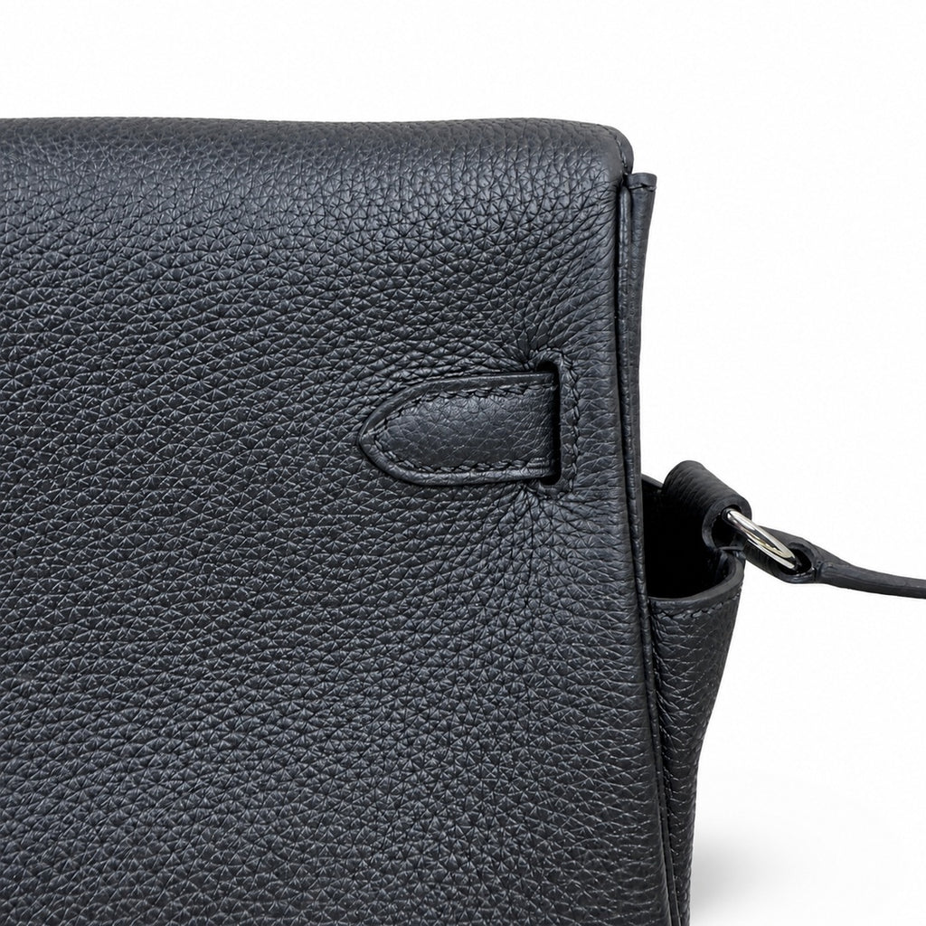 Kelly Messenger messenger bag for men and women, Black Silver Buckle, imported leather, all-steel hand-waxed thread, the highest cost-effectiveness — Versatile Structured Bag