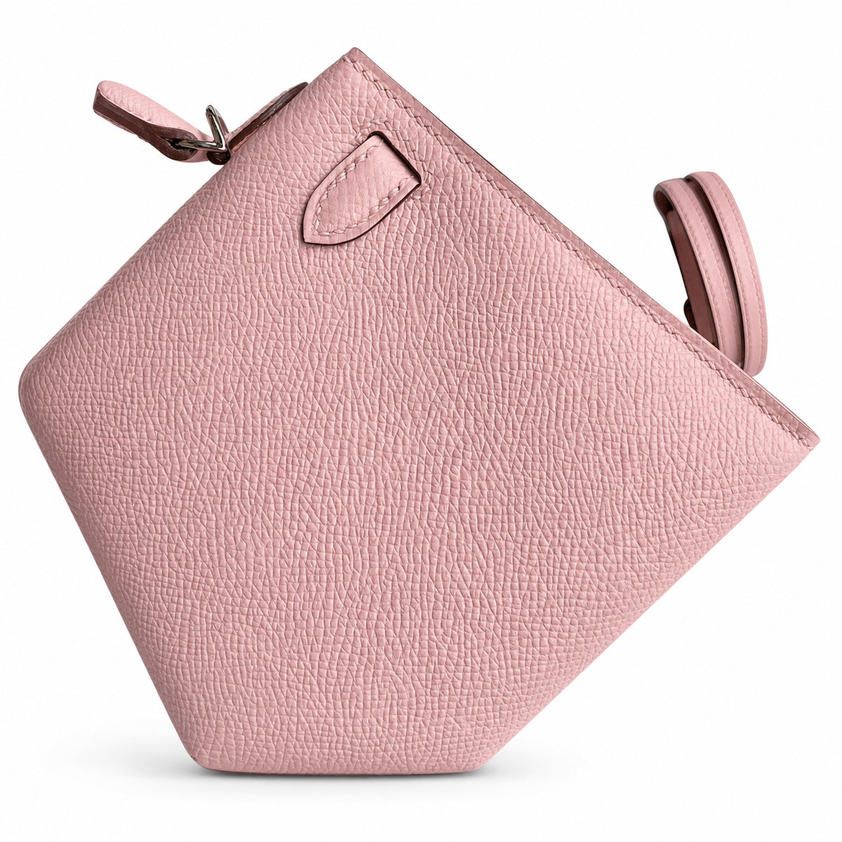 handmade Mini Kelly II 19cm imported Epsom Leather 3Q Pink Silver Buckle — Polished Compact Handbag