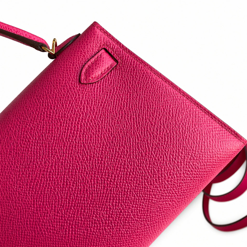 handmade Mini Kelly II 19cm imported Epsom Leather Pink Gold Buckle — Timeless Mini Top-Handle Design