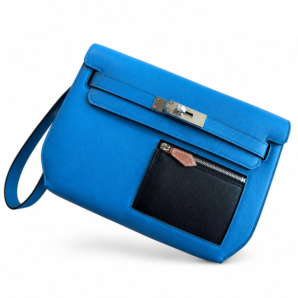 Structured Hand-Carry Clutch: Kelly Depeches 25cm Evercolor Leather with Shoulder Strap
