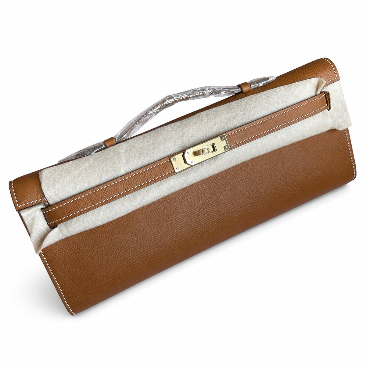 Kelly Cut 31 handbag Epsom Leather Gold color — Elegant Hand-Carry Clutch