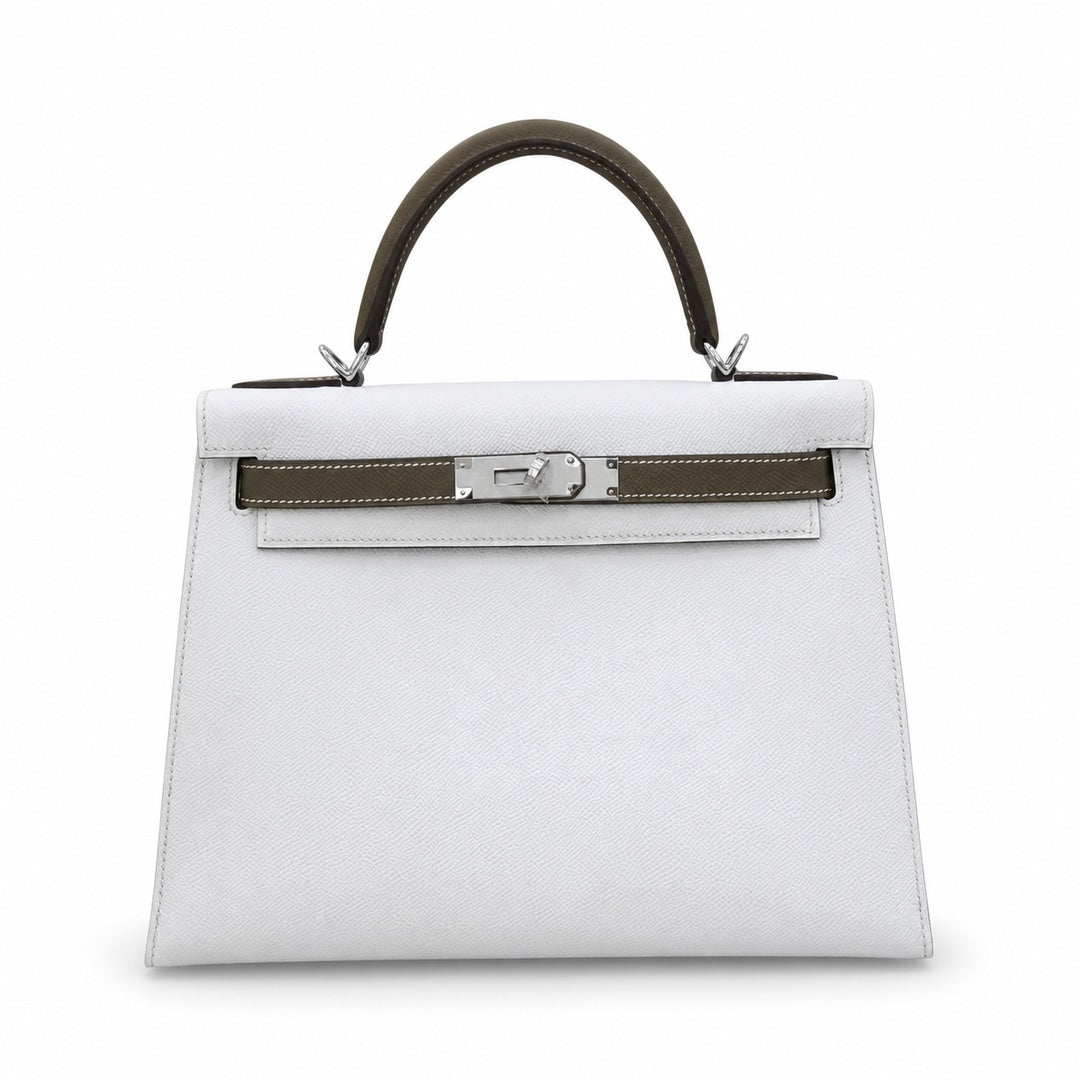 Kelly 25cm in Elephant Gray Epsom Leather Handmade — Refined Top-Handle Bag