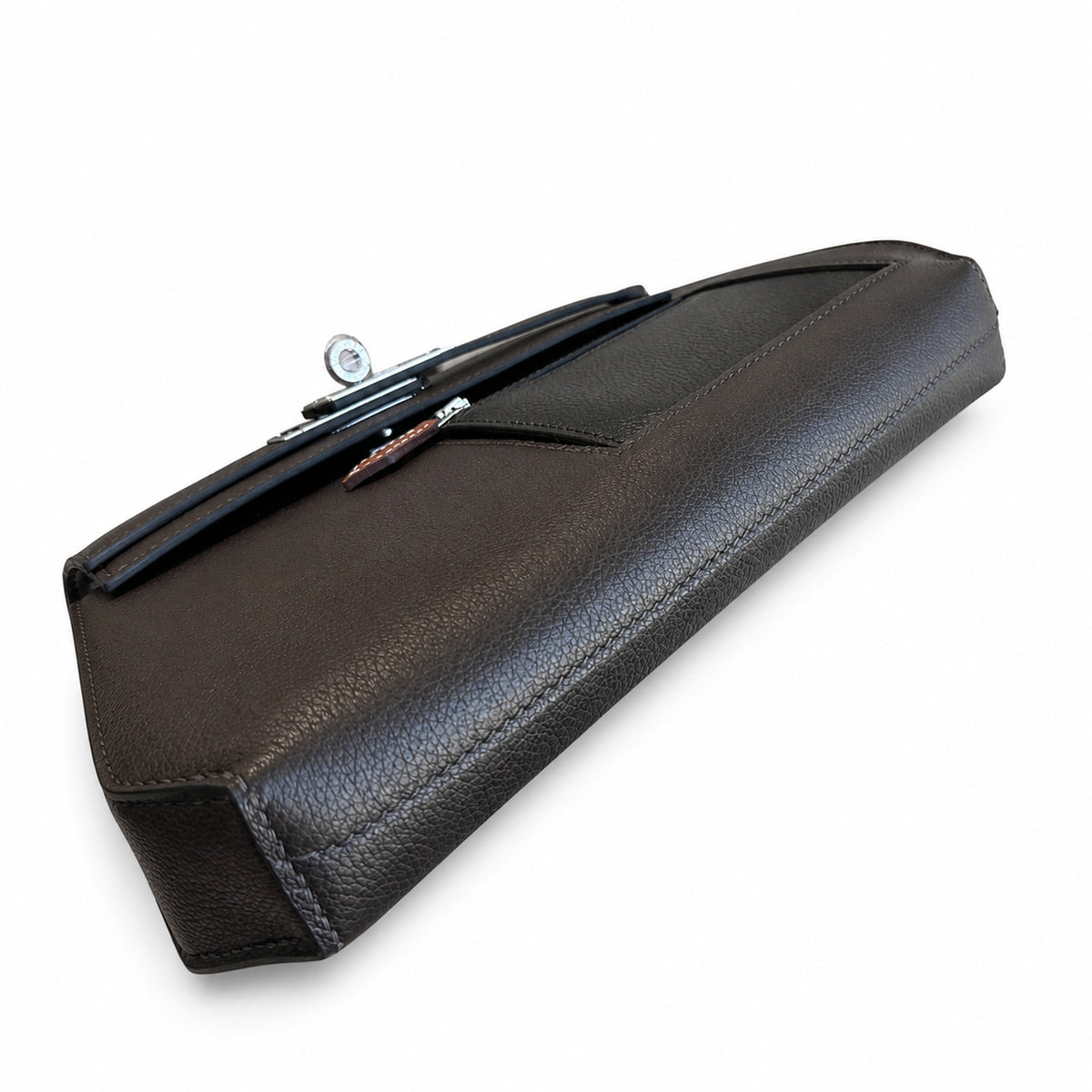 Kelly Depeches 25cm Evercolor Leather with Shoulder Strap — Structured Hand-Carry Clutch