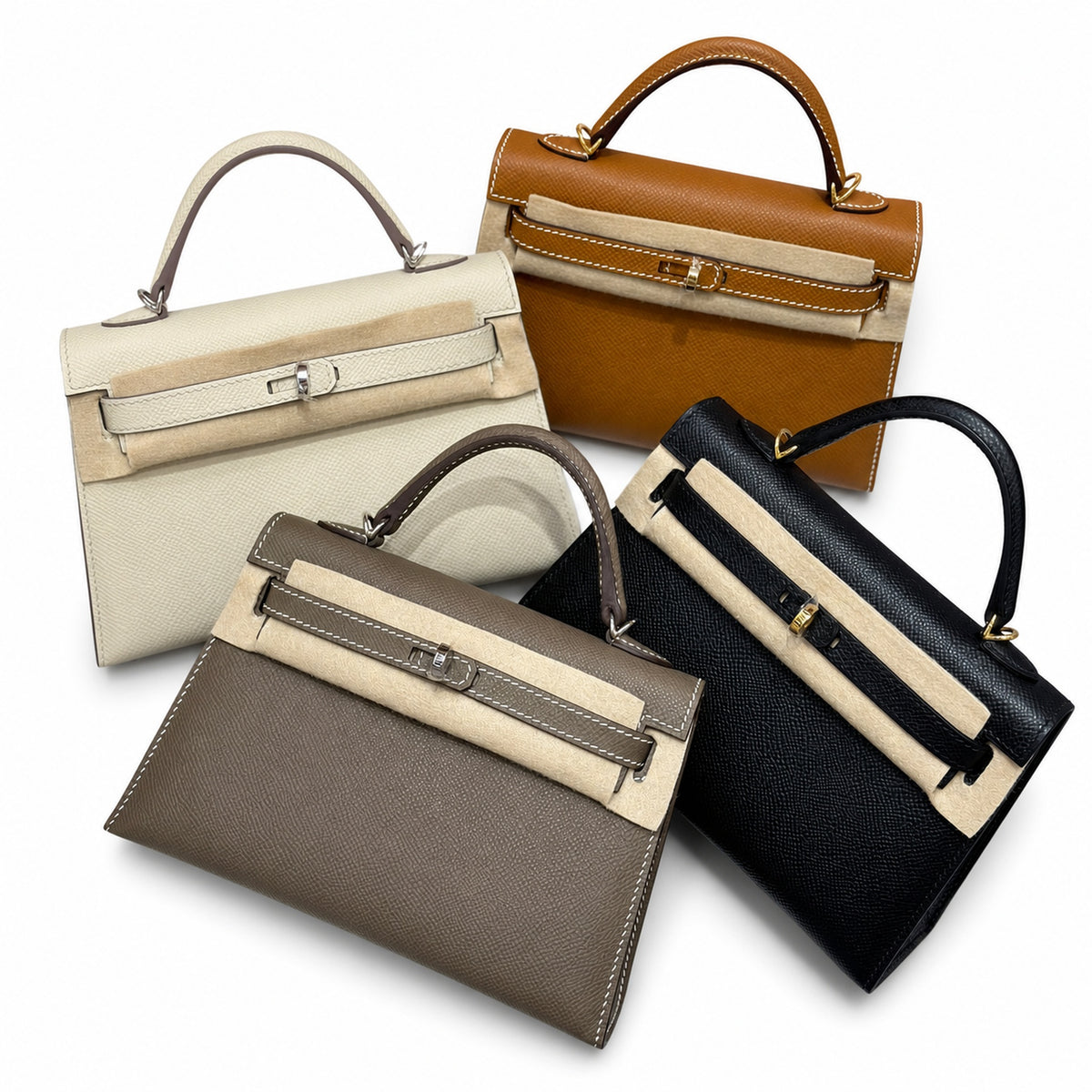 Mini Kelly second generation, imported Epsom four diamond colors — Refined Mini Handbag