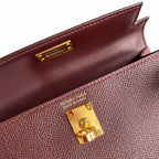 handmade Mini Kelly II 19cm imported Epsom Leather Hermès Red Gold Buckle — Elegant Compact Carry Style