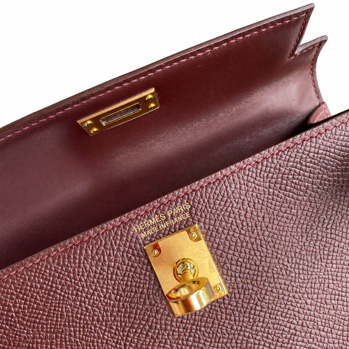 handmade Mini Kelly II 19cm imported Epsom Leather Hermès Red Gold Buckle — Elegant Compact Carry Style